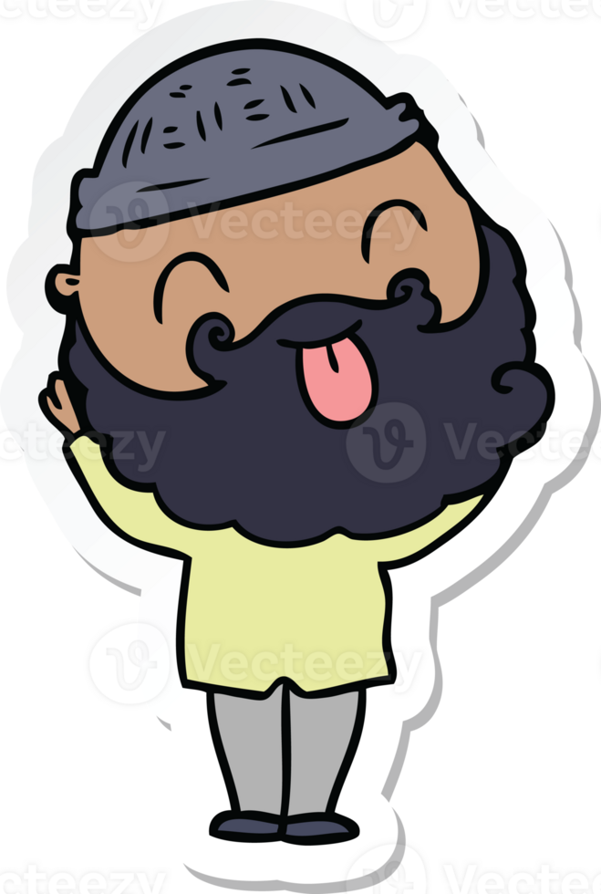 sticker of a man with beard sticking out tongue png