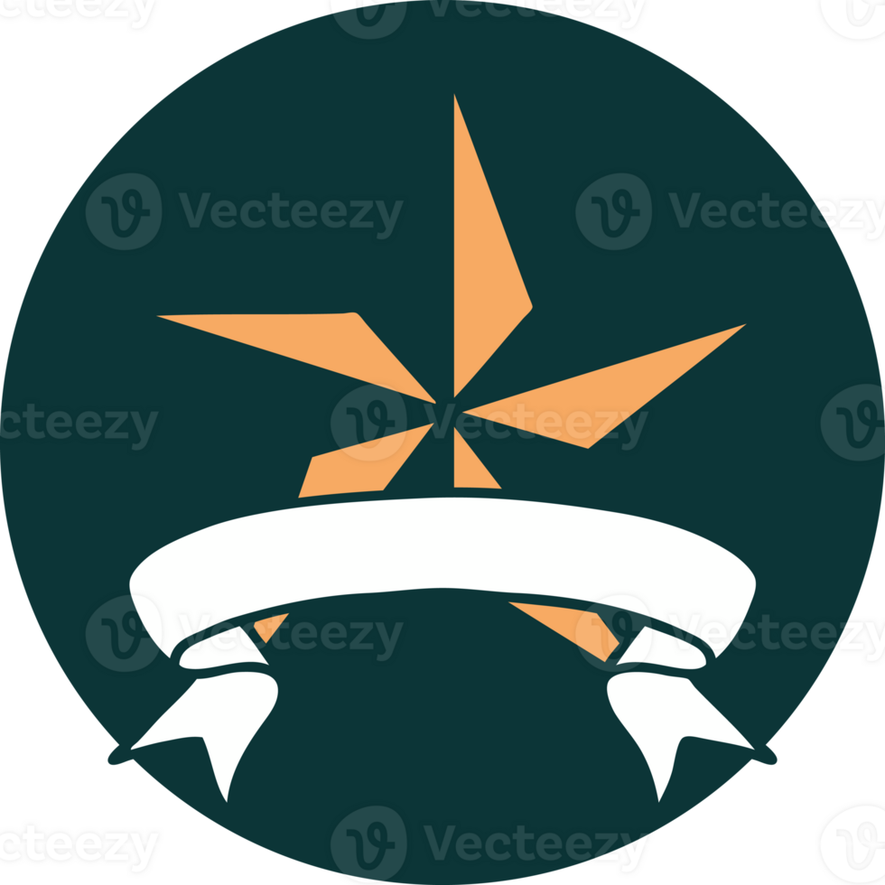 icon with banner of a star png