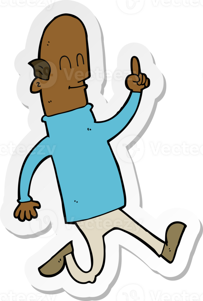 sticker of a cartoon bald man with idea png