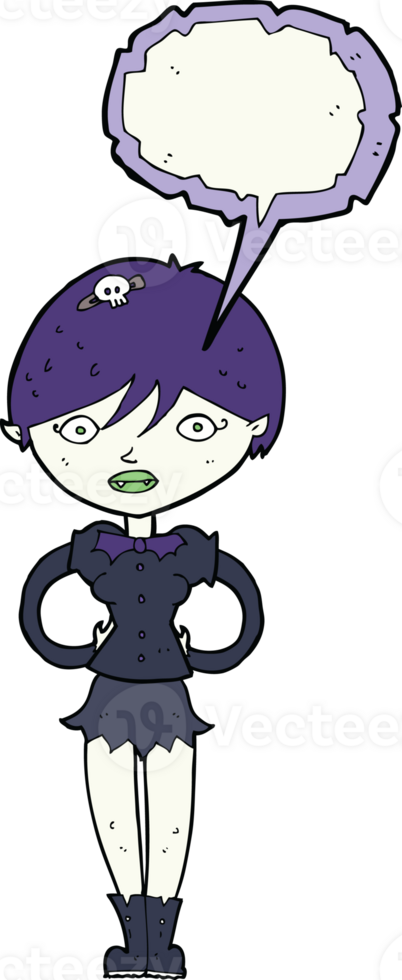 cartoon pretty vampire girl with speech bubble png