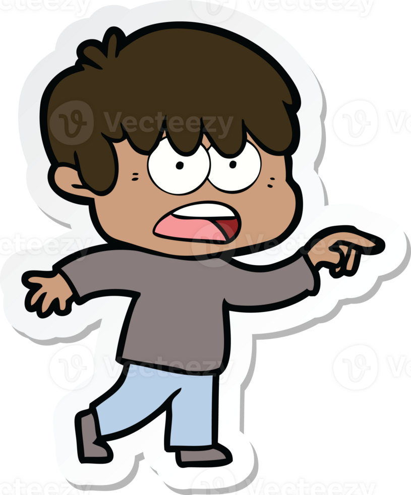 sticker of a worried cartoon boy png