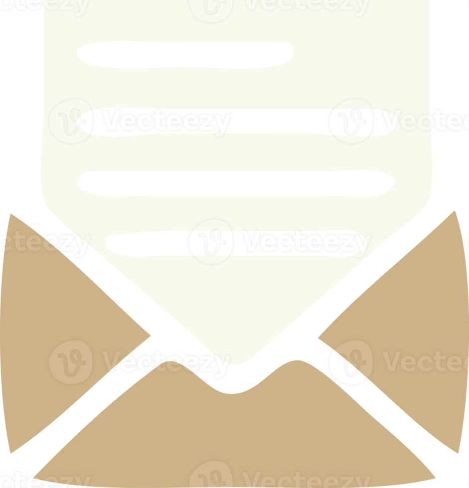 flat color retro cartoon letter and envelope png