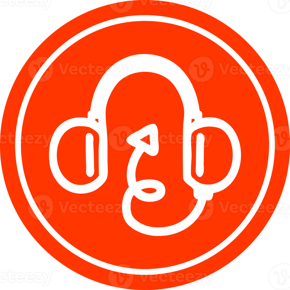 music headphones with devil tail circular icon png