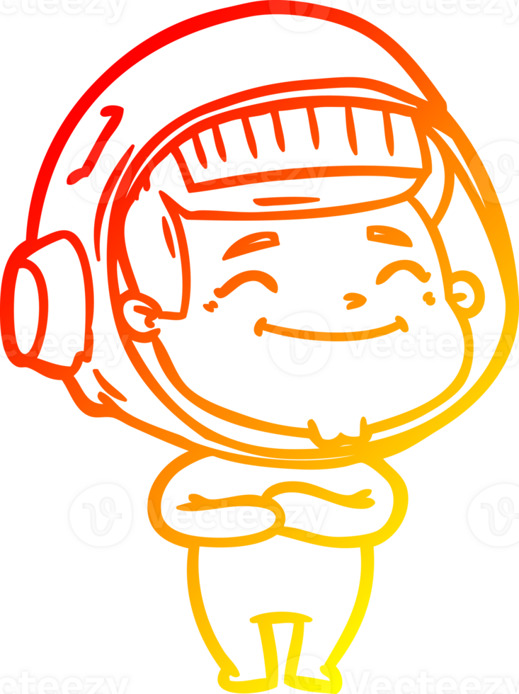 warm gradient line drawing happy cartoon astronaut png