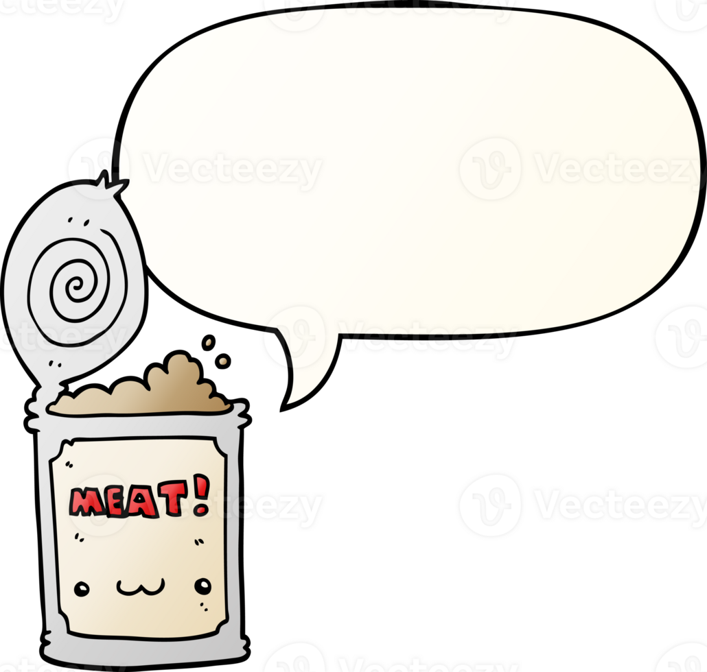 cartoon canned food and speech bubble in smooth gradient style png