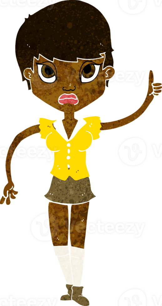 cartoon pretty woman with idea png