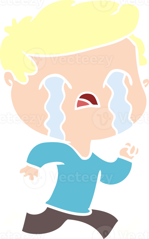 flat color style cartoon man crying png