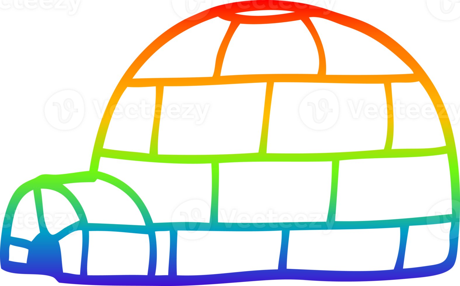 desenho de linha de gradiente de arco-íris iglu de desenho animado png