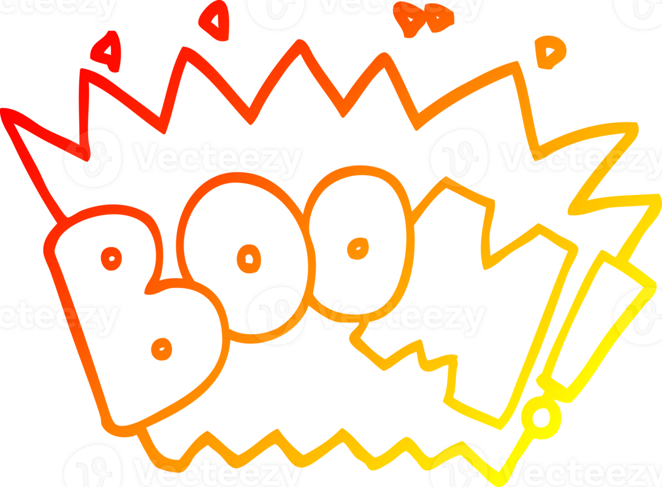 warm gradient line drawing cartoon word boom png