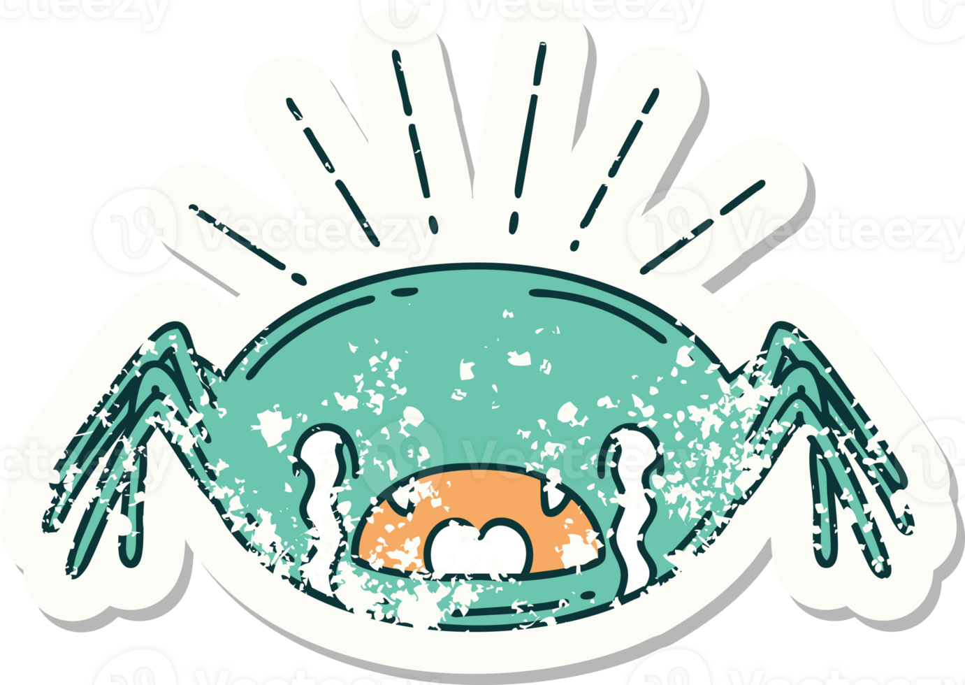 grunge sticker of tattoo style crying spider png
