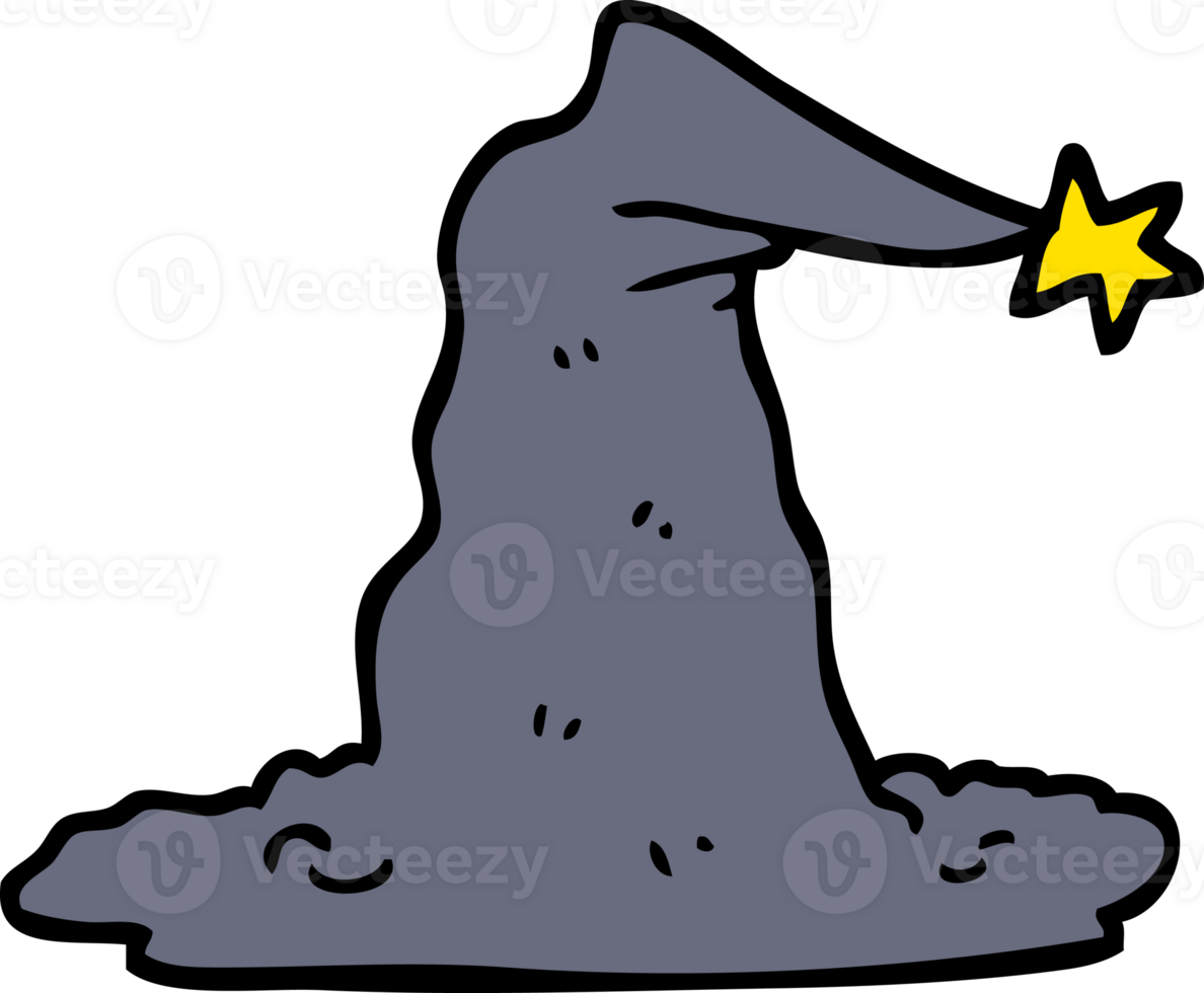 hand drawn doodle style cartoon wizard hat png
