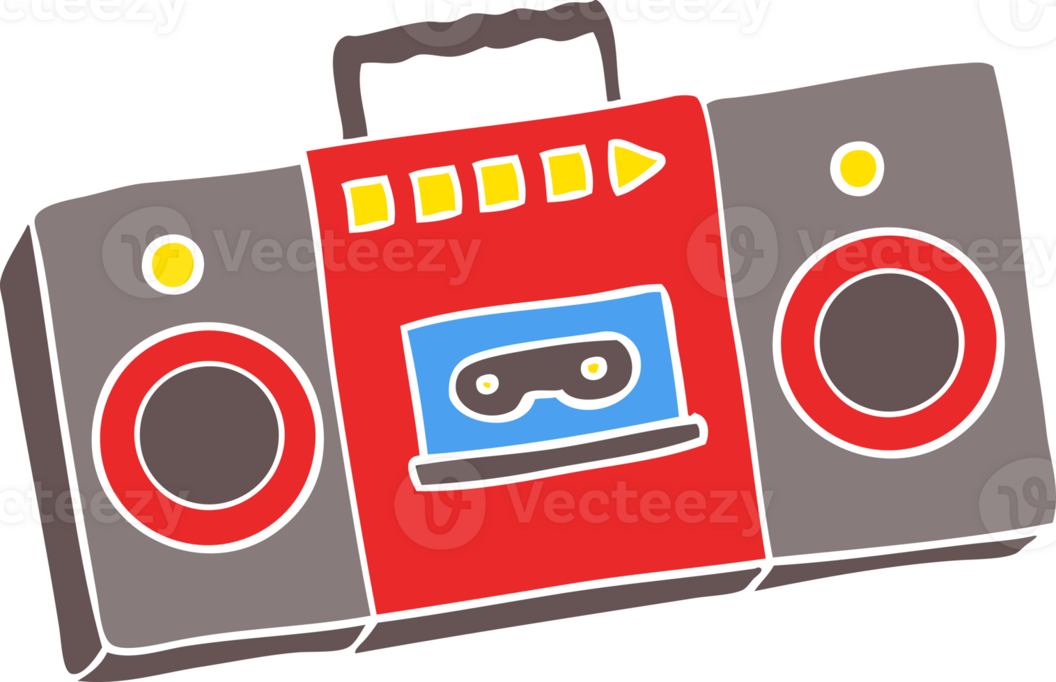flat color style cartoon retro cassette tape player png
