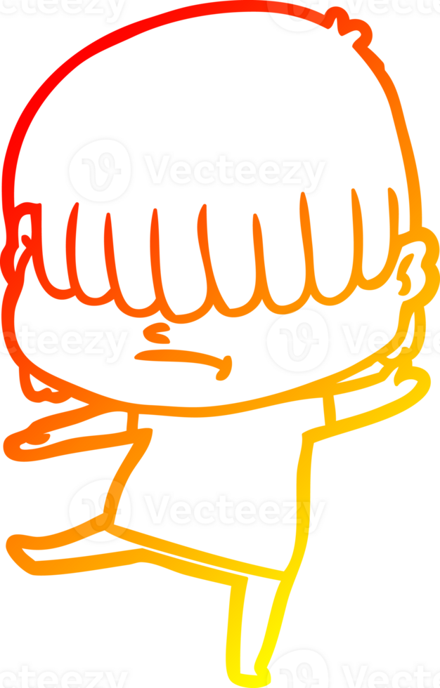 varm gradient linjeteckning tecknad pojke med stökigt hår png