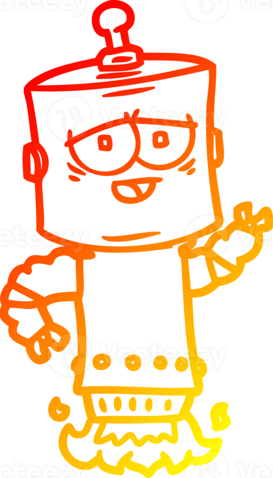 warm gradient line drawing cartoon robot png