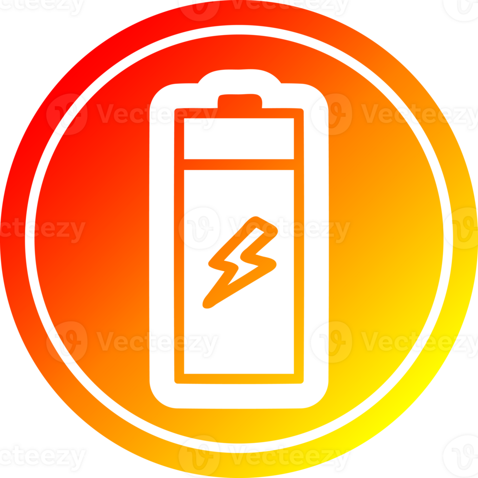 Batterie kreisförmig im heißen Gradientenspektrum png