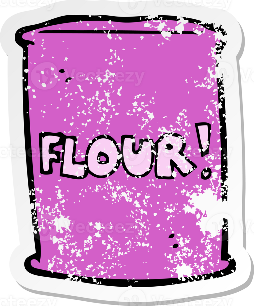 retro distressed sticker of a cartoon bag of flour png