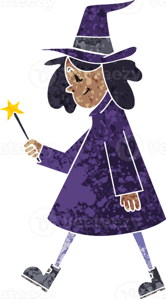 quirky retro illustration style cartoon witch png