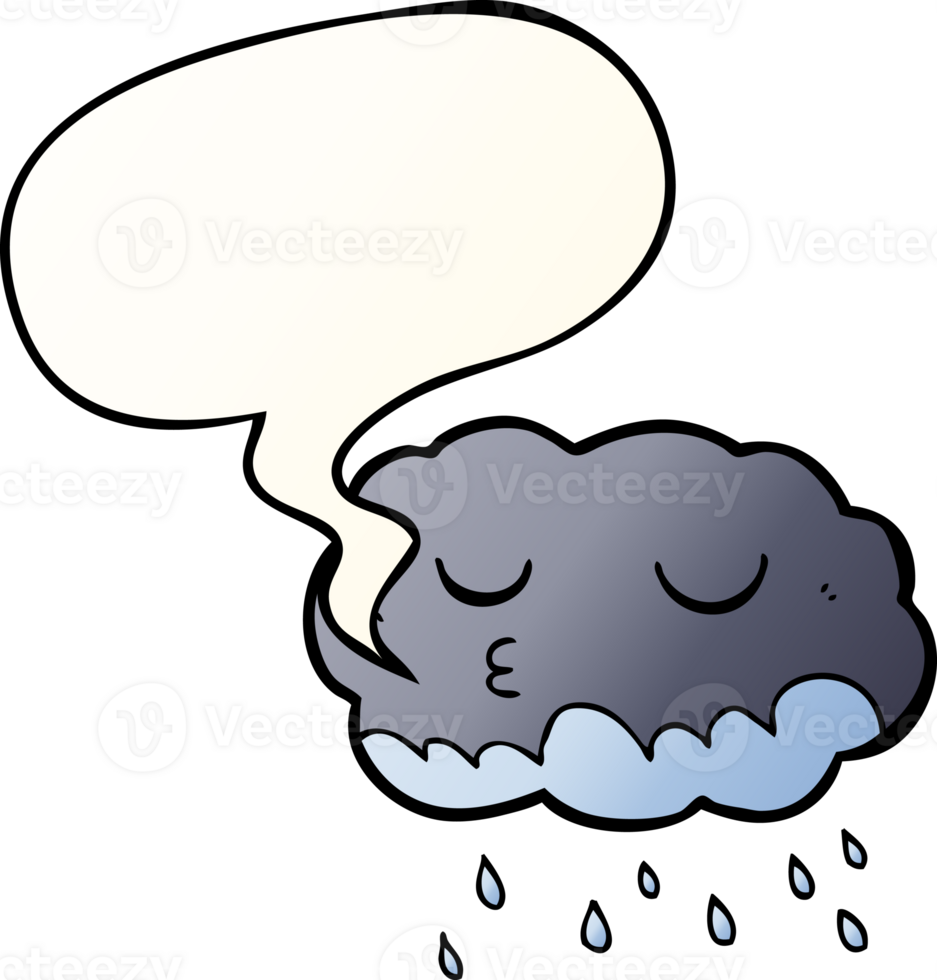 cartoon regenwolk en tekstballon in vloeiende verloopstijl png