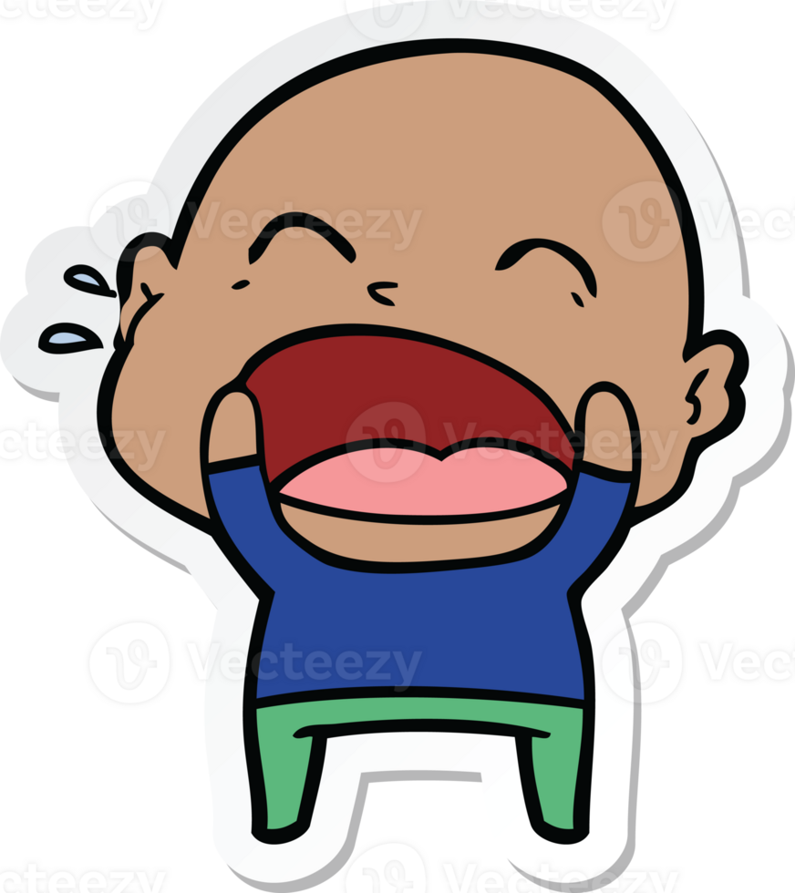 sticker of a cartoon shouting bald man png