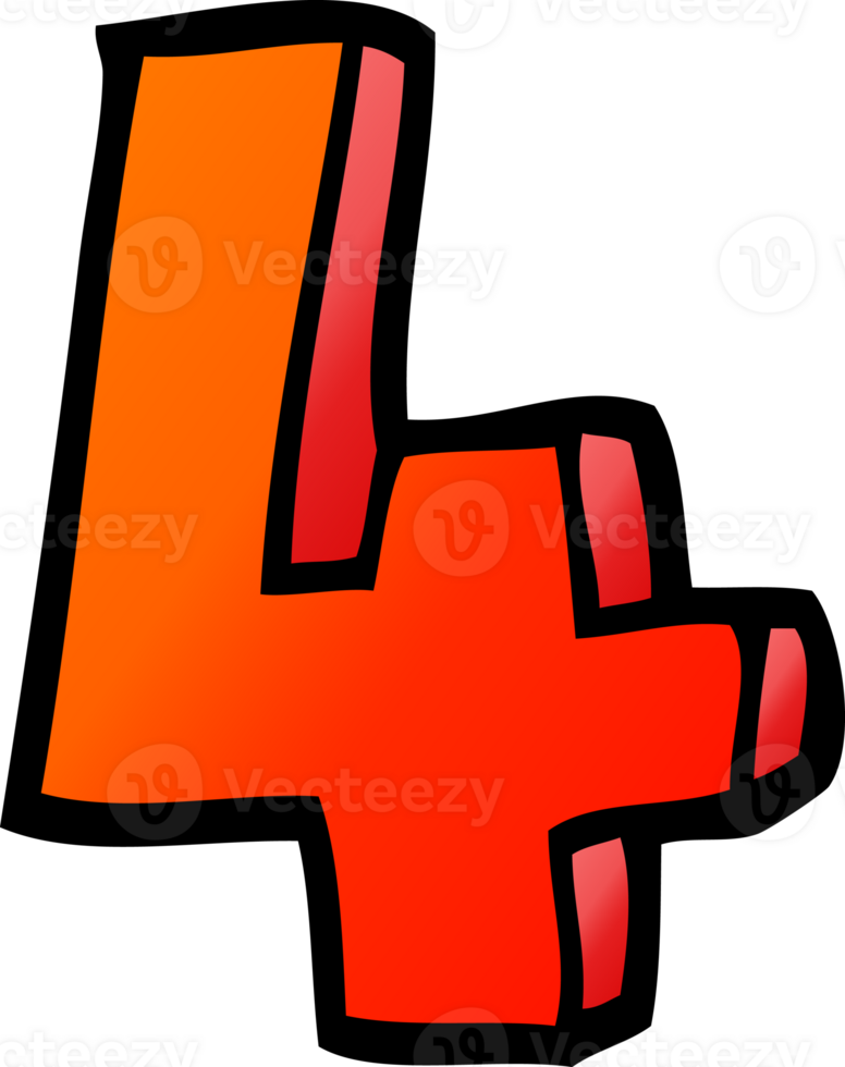 gradient illustration cartoon number four png