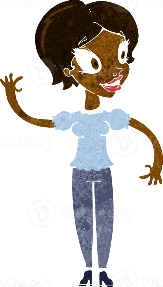 cartoon woman waving png