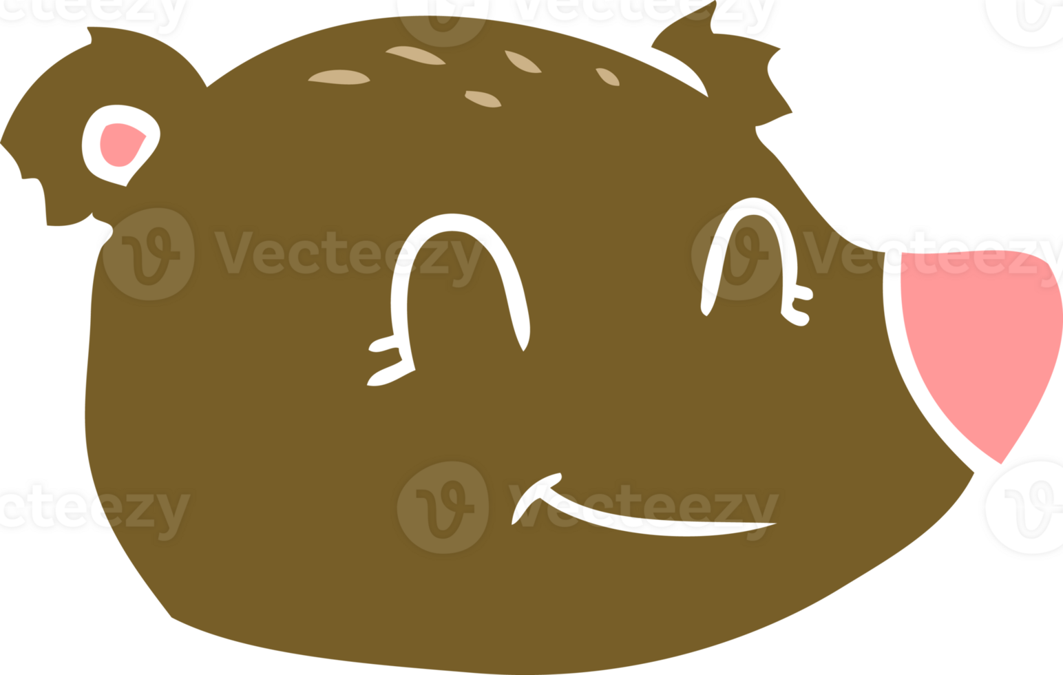 flat color style cartoon happy bear face png