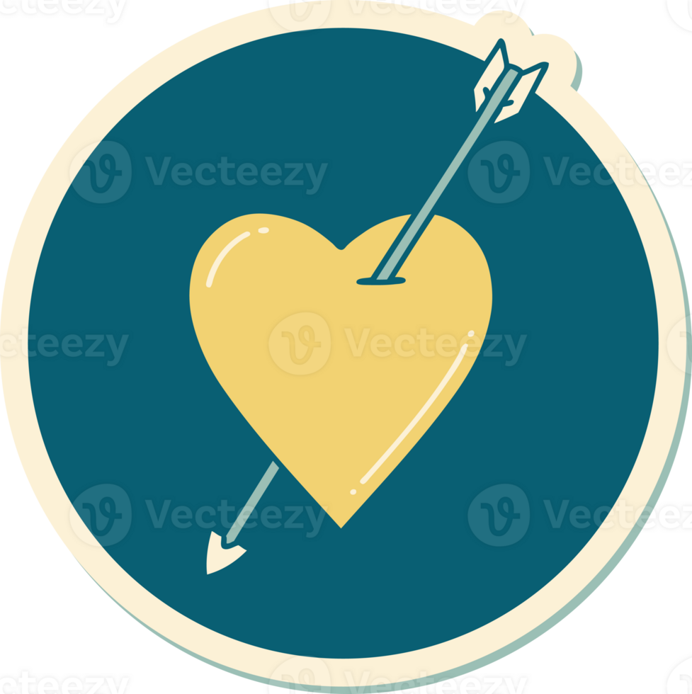 tattoo style sticker of an arrow and heart png