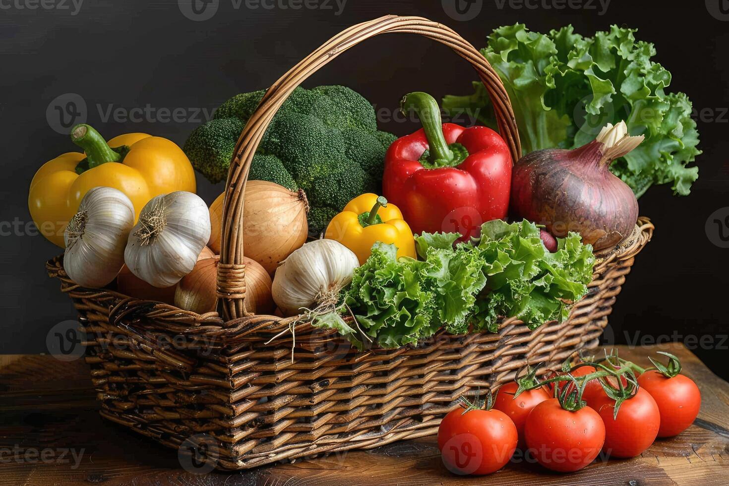 fresh vegetables product with basket professional advertising food photography photo