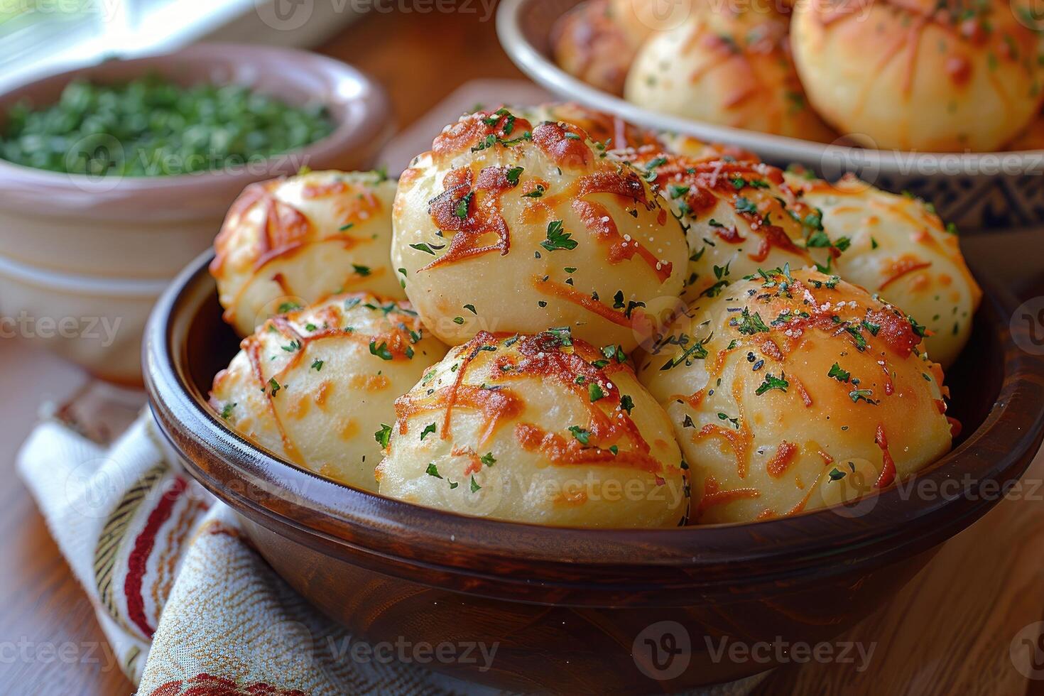 Pao de Queijo brazilian cheese bread in the kitchen table professional advertising food photography photo