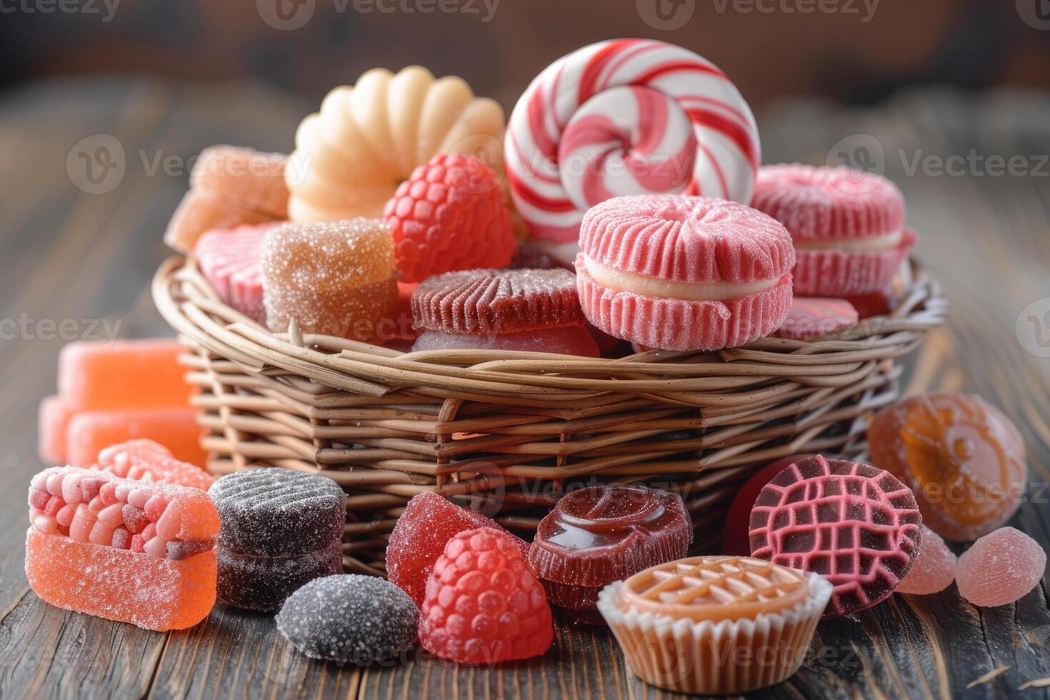 Candies product with basket professional advertising food photography photo