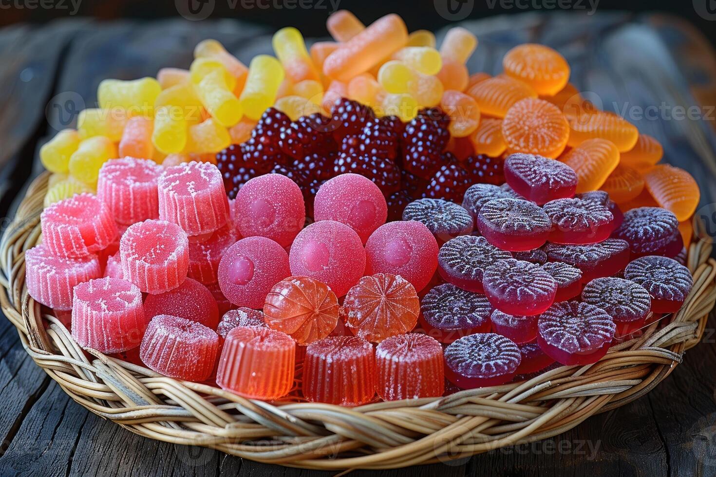 Candies product with basket professional advertising food photography photo