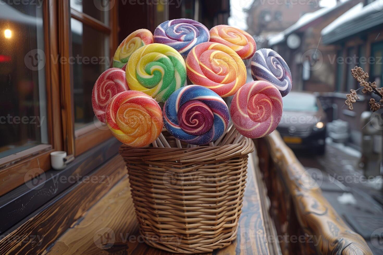 Candies product with basket professional advertising food photography photo