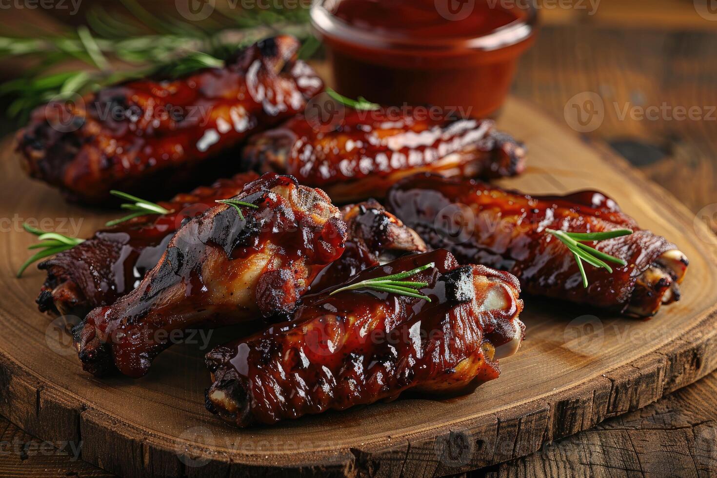 Chicken wings with barbecue sauce in the kitchen table professional advertising food photography photo