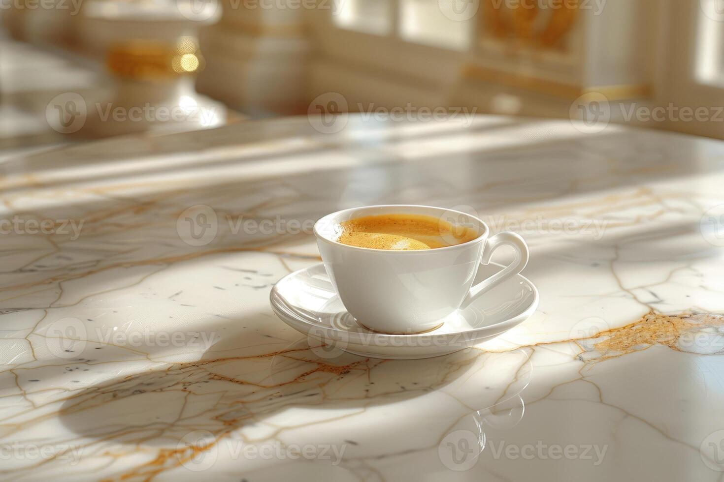 morning hot cup of coffee in the cafe table professional advertising food photography photo