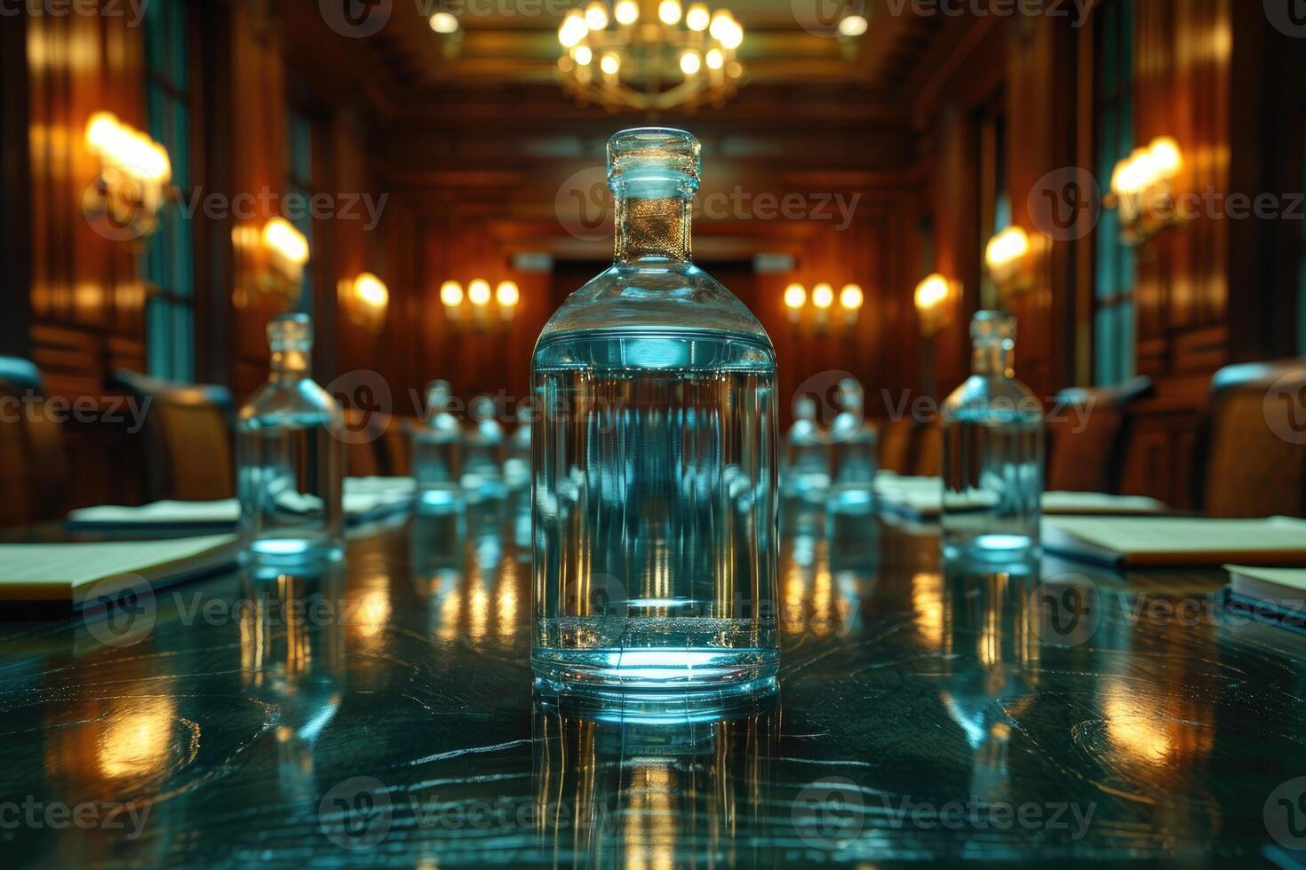 mineral water bottles on the table professional advertising food photography photo