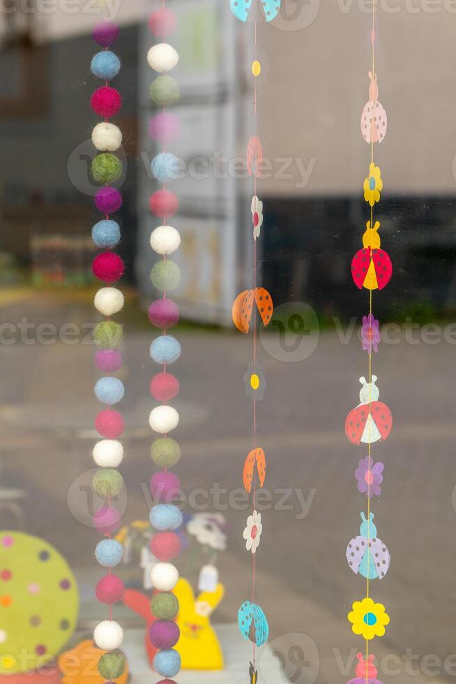 decorative showcase with chains in the city photo