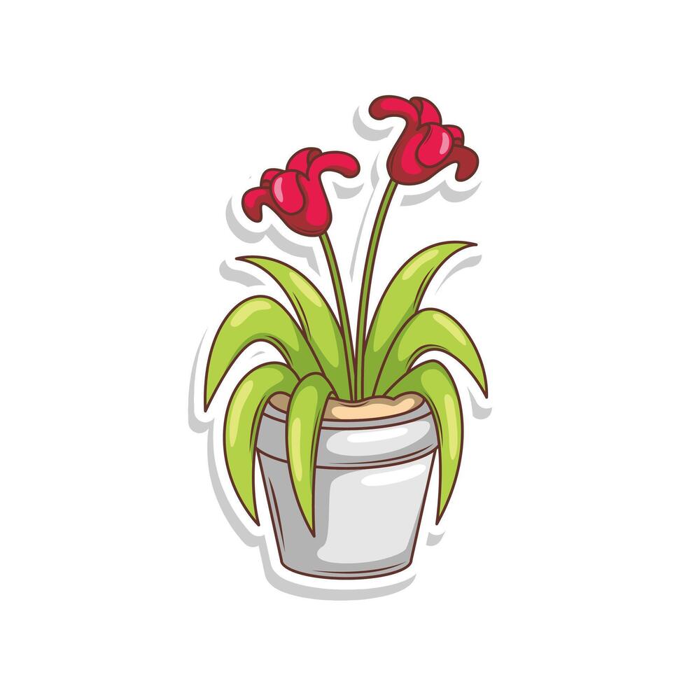 Home plant cartoon style. potted plant isolated on white vector