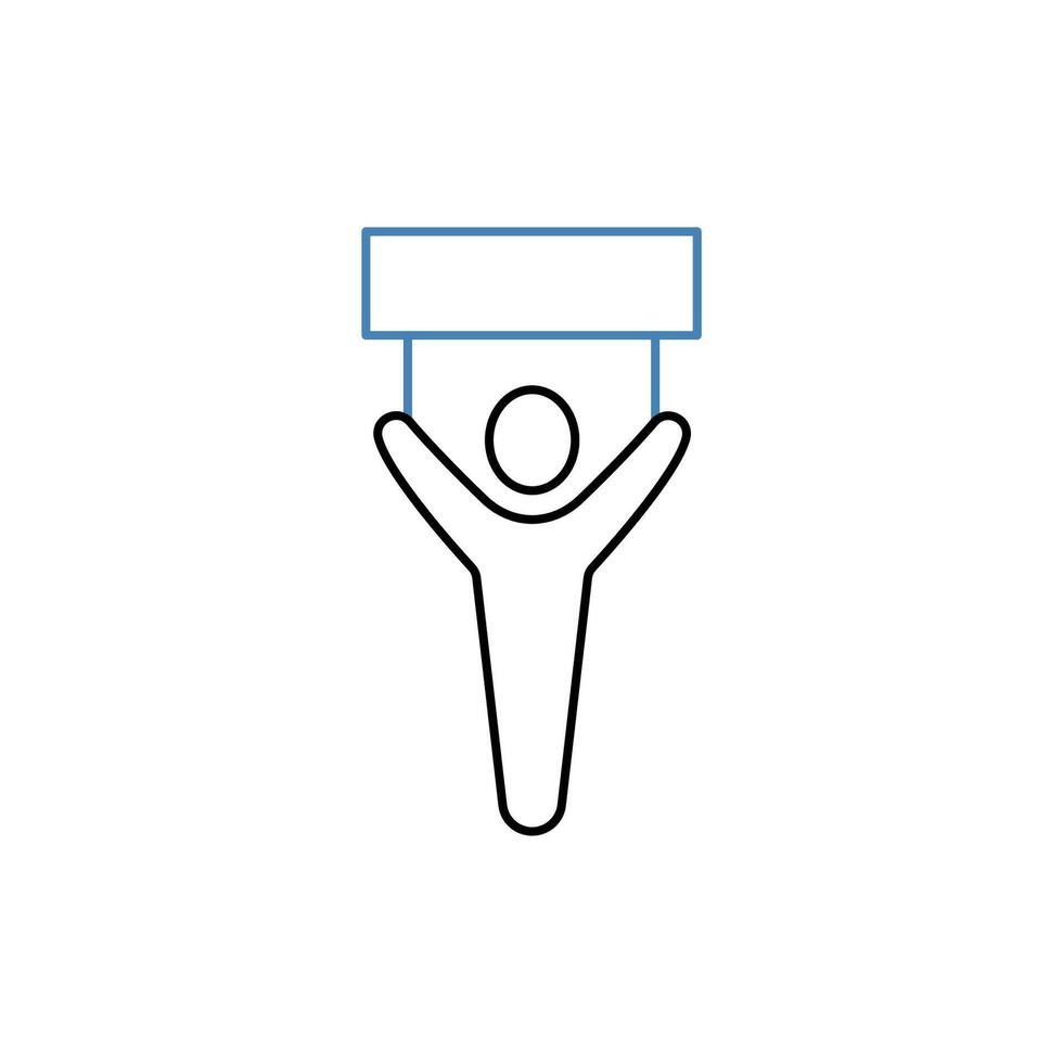 holding sign concept line icon. Simple element illustration. holding sign concept outline symbol design. vector