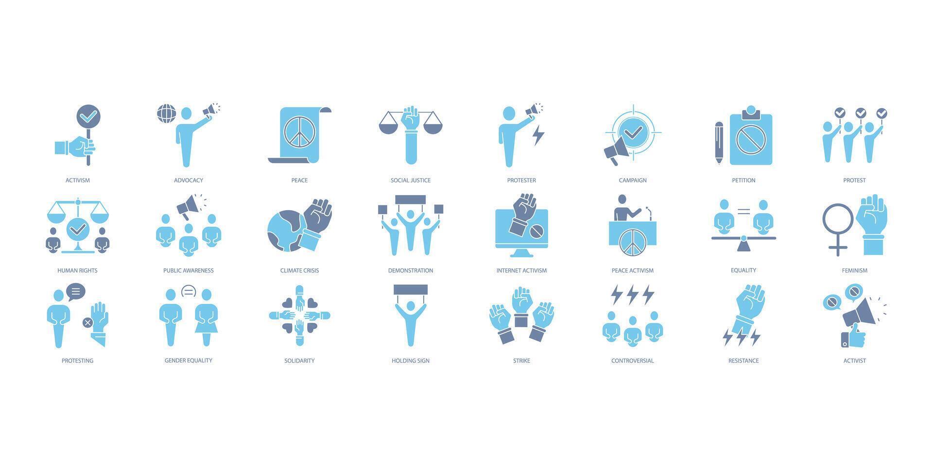 activism icons set. Set of editable stroke icons.Set of activism vector