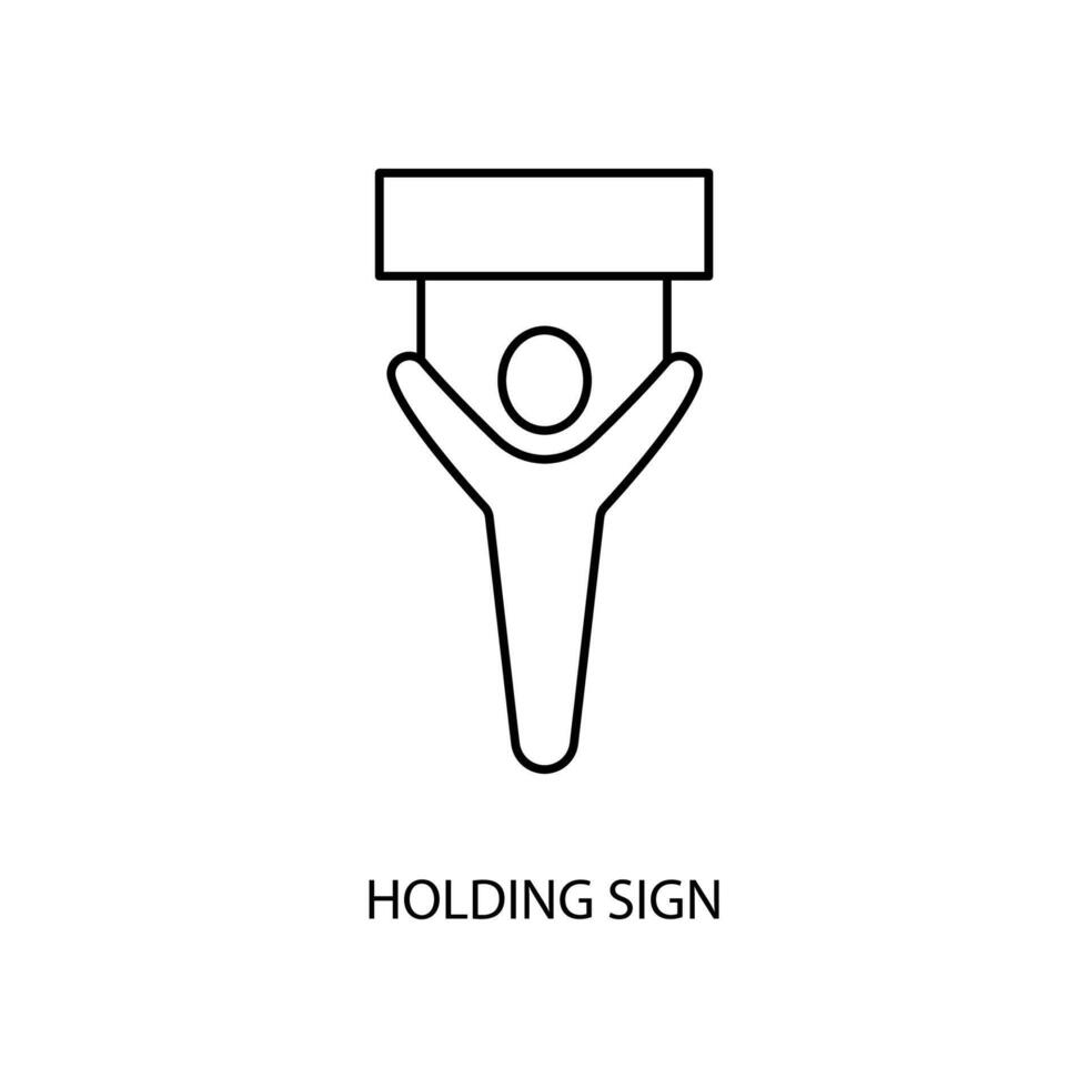 holding sign concept line icon. Simple element illustration. holding sign concept outline symbol design. vector