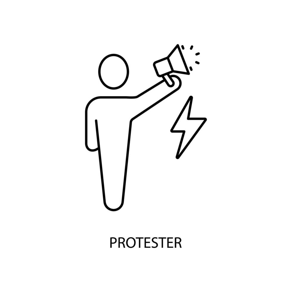 protester concept line icon. Simple element illustration. protester concept outline symbol design. vector