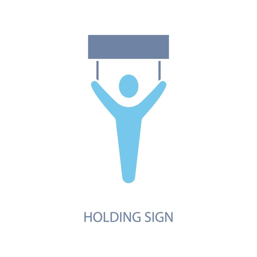 holding sign concept line icon. Simple element illustration. holding sign concept outline symbol design. vector