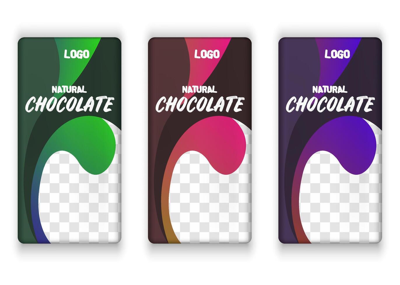 Chocolate bar packaging design. Nuts chocolate set. vector