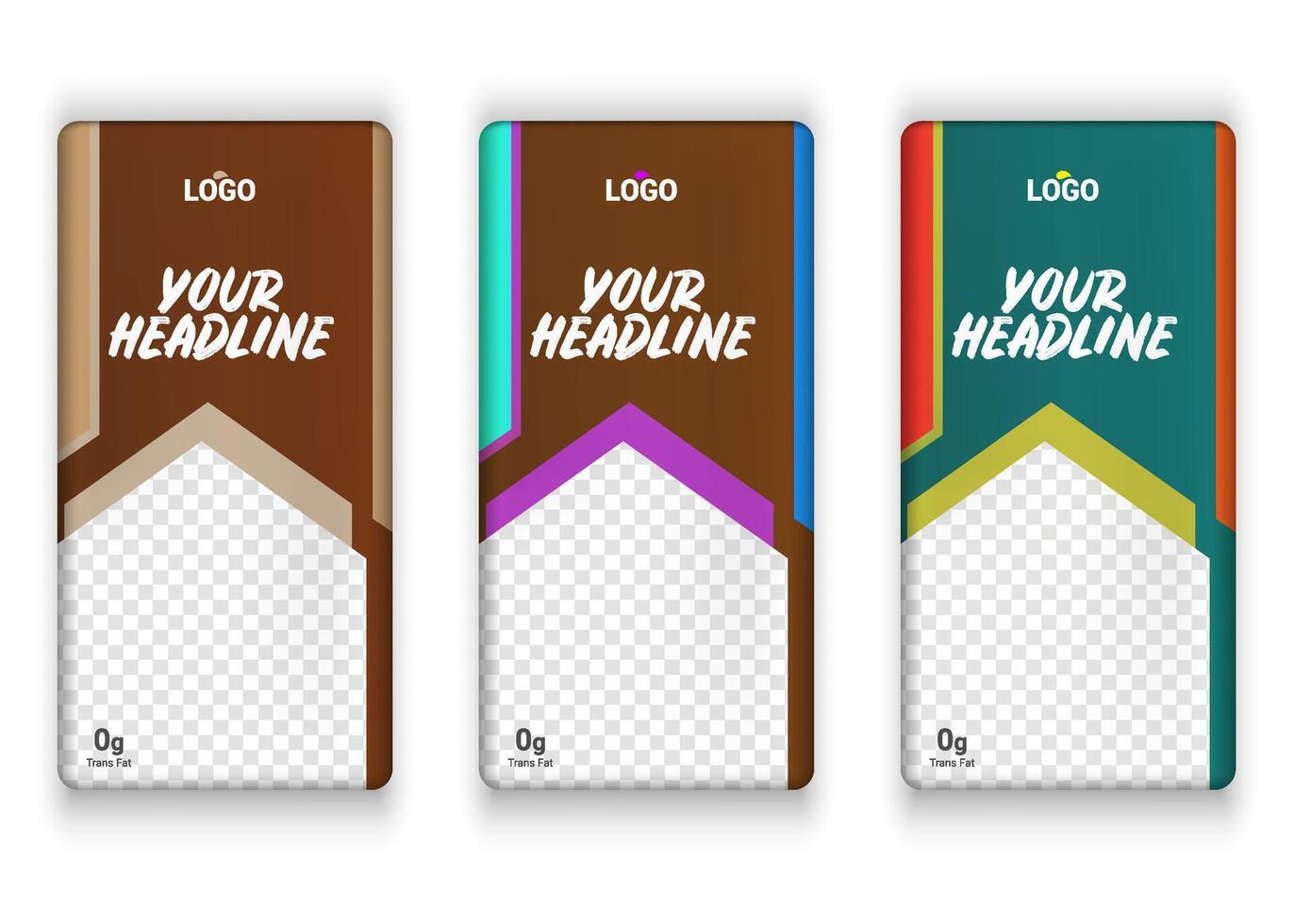 Chocolate bar packaging design. Nuts chocolate set. vector
