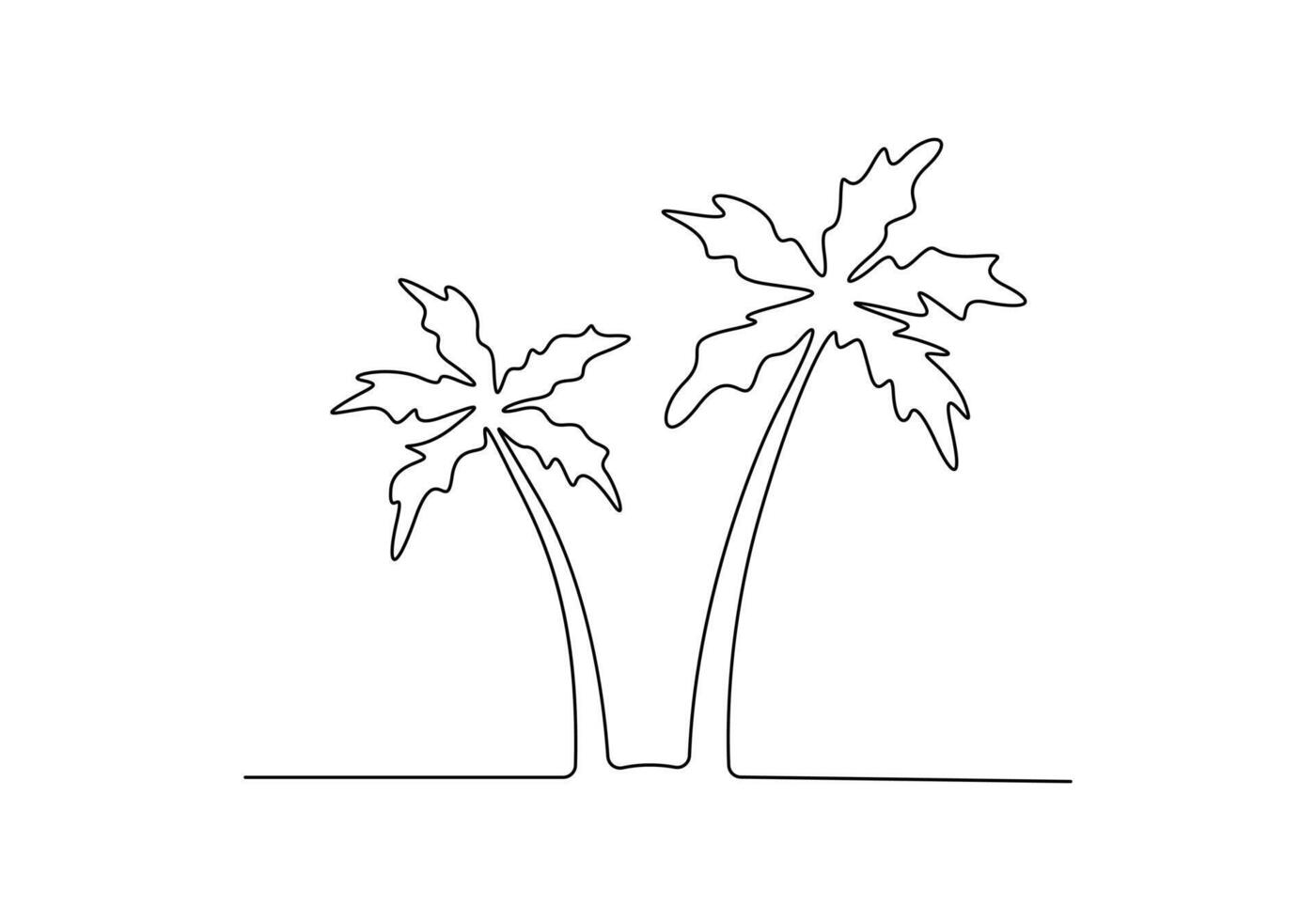 Palm tree continuous single line drawing premium illustration vector