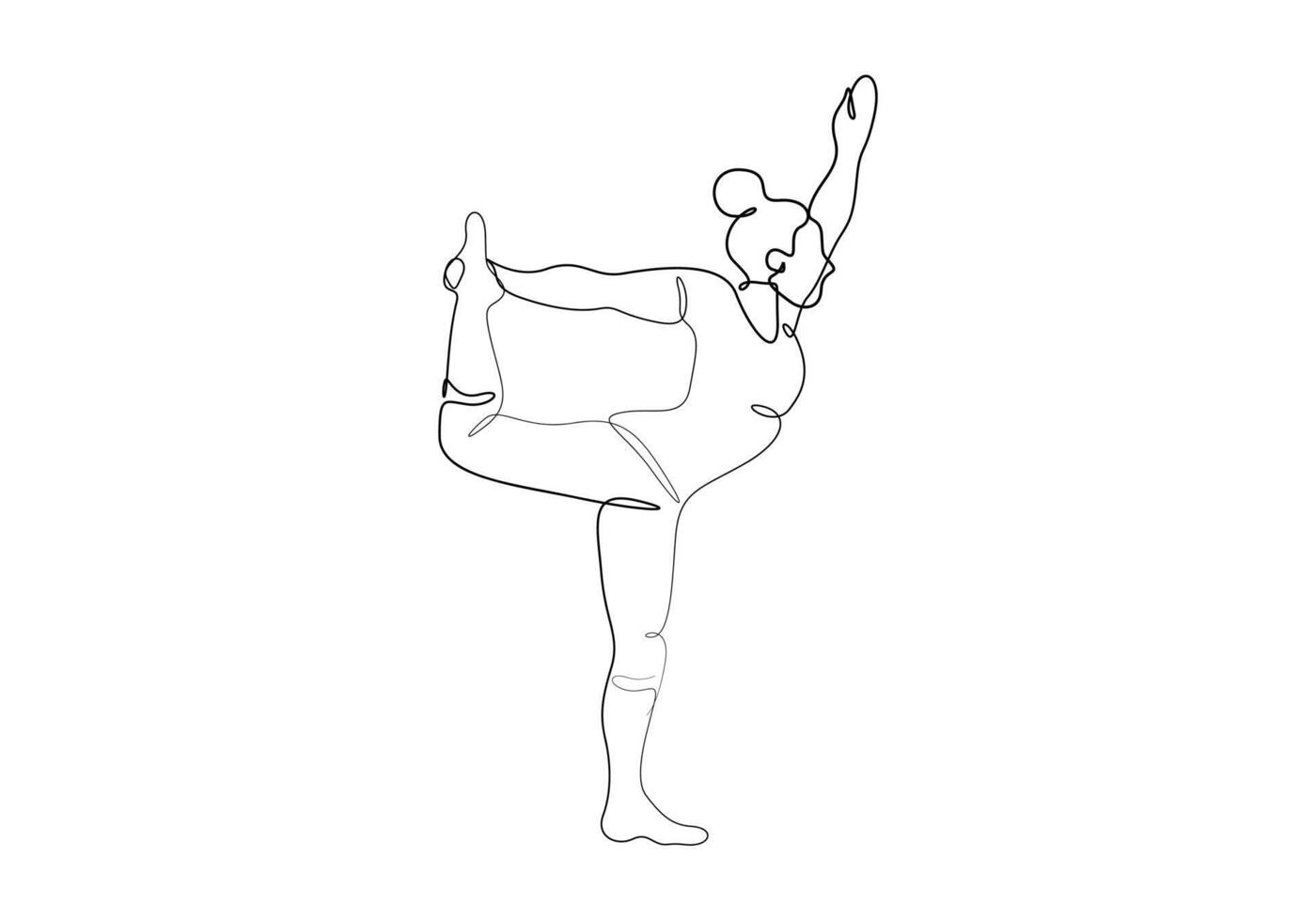 One continuous line drawing of woman practicing yoga fitness concept pro illustration vector