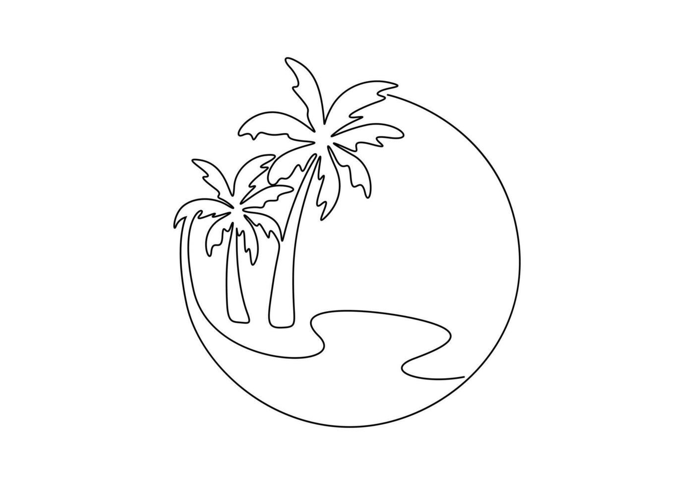 Palm tree continuous single line drawing premium illustration vector