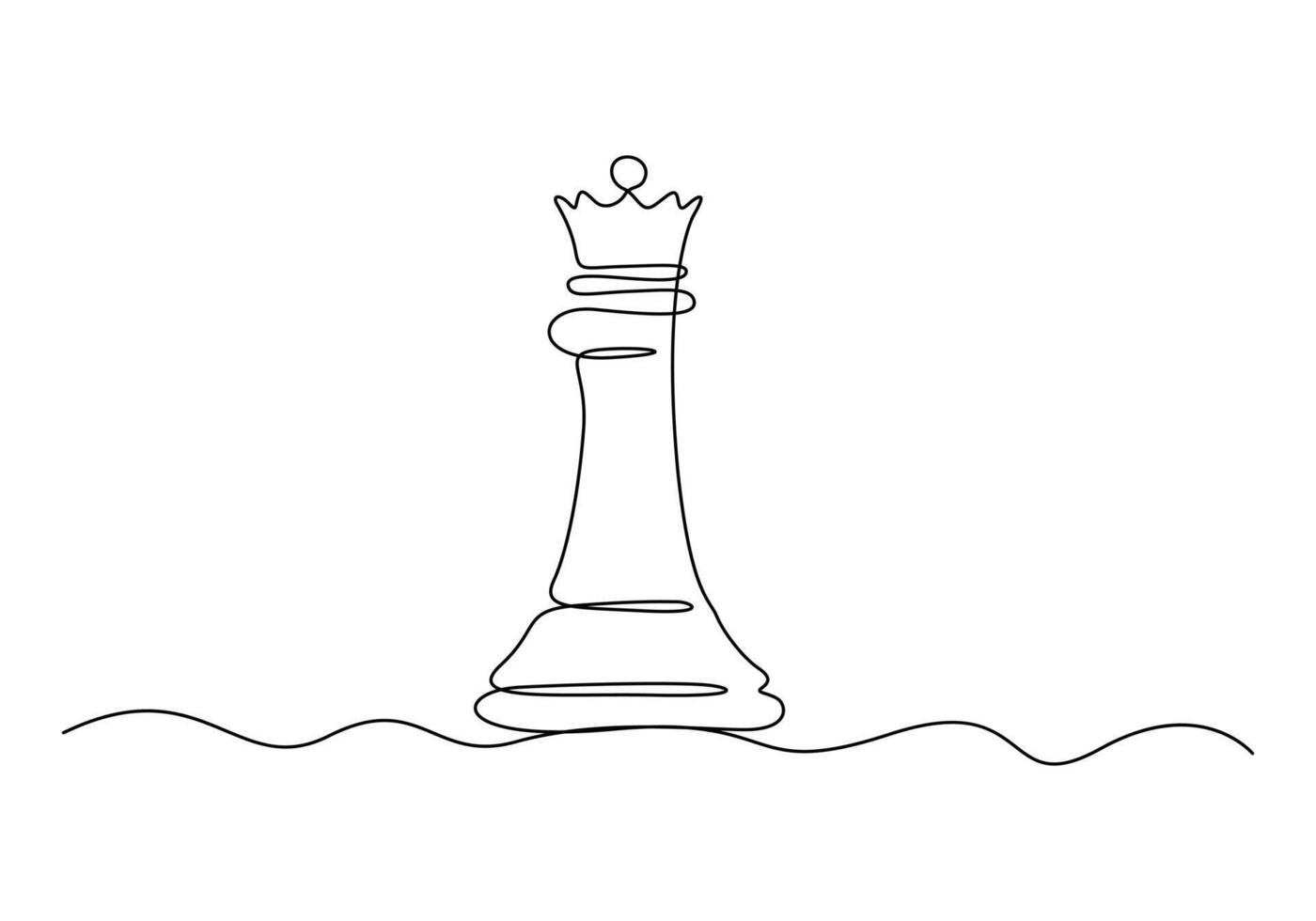 Chess pieces one line drawing premium illustration vector