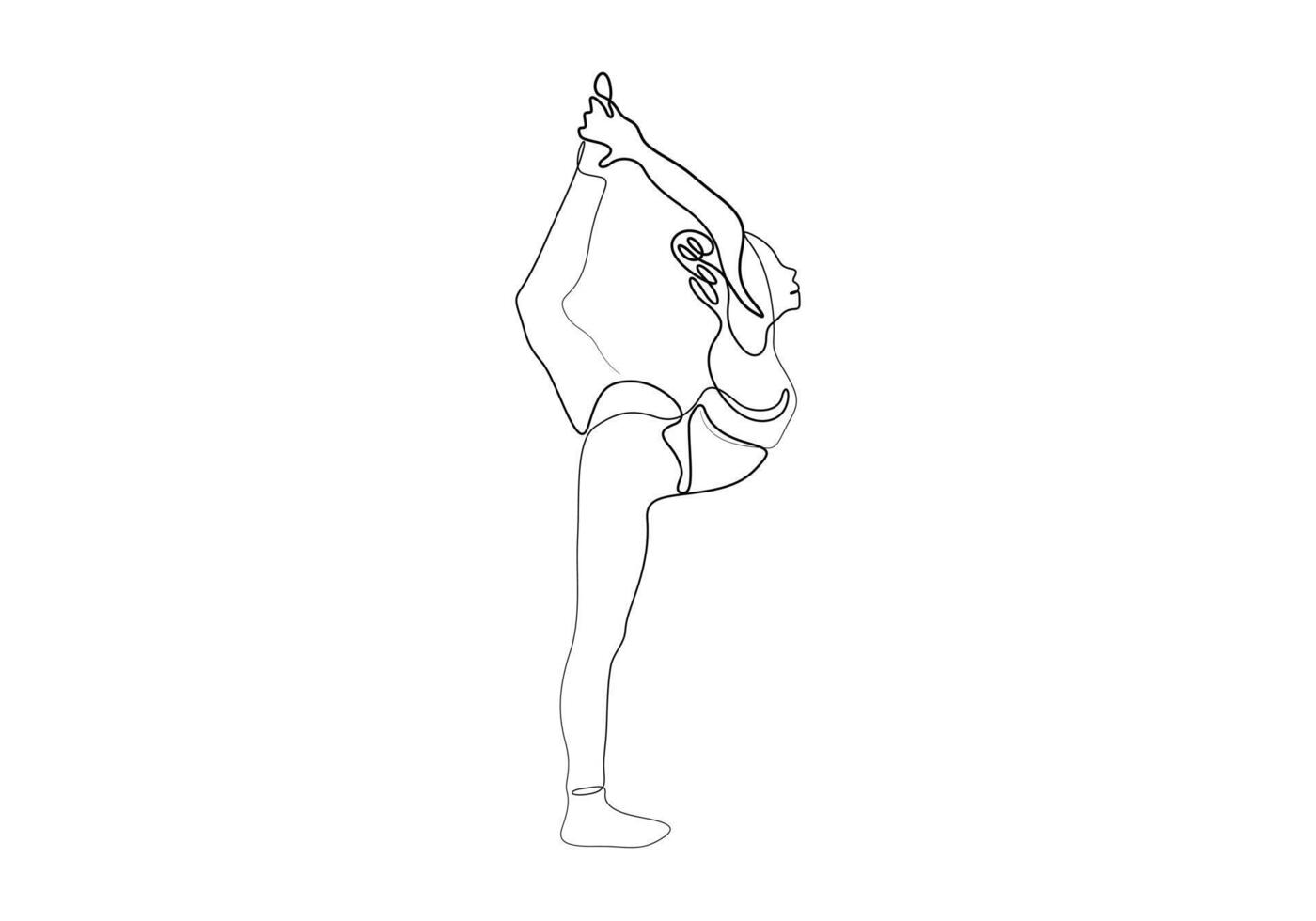 One continuous line drawing of woman practicing yoga fitness concept pro illustration vector