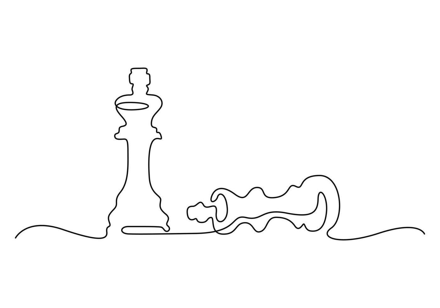Chess pieces one line drawing premium illustration vector